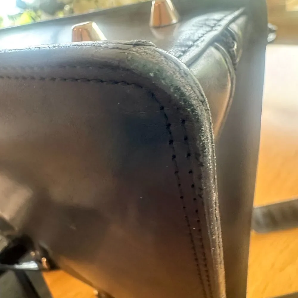 LANVIN COLLECTION Leather Business Bag w Three-Way Zip in Black Leather